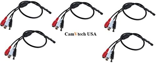 (5pack) High Sensitive Audio Pickup Device External Amplified Tiny Spy Microphone W/Power for CCTV Security Camera