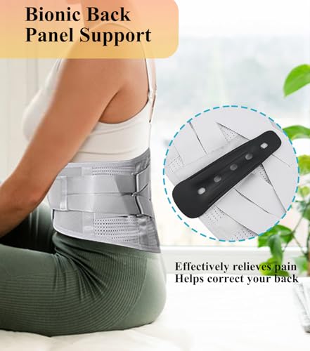 Image of Lower Back Brace with 5 Reinforced Stays for Women & Men,Back Support Belt with 4 Removable and Replaceable Lumbar Support Pad,Pain Relief for Sciatica, Scoliosis,Herniated Disc (Gray, X-Large)