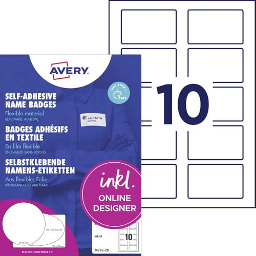 106693 - Avery (50 x 80mm) Name Badge Self Adhesive (White) Pack of 200 Labels