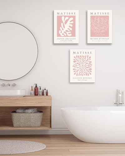 HesenDot Matisse Pink Framed Wall Art,30x40CM Abstract Prints Wall Decor,Boho Posters Wrapped Canvas Wood Frame,Aesthetic Home Decoration for Living Room Bedroom Bathroom Office,Set of 3 - Image 4