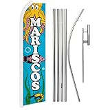Mariscos Swooper Advertising Flag & Pole Kit - Perfect for Restaurants, Food Trucks, Festivals