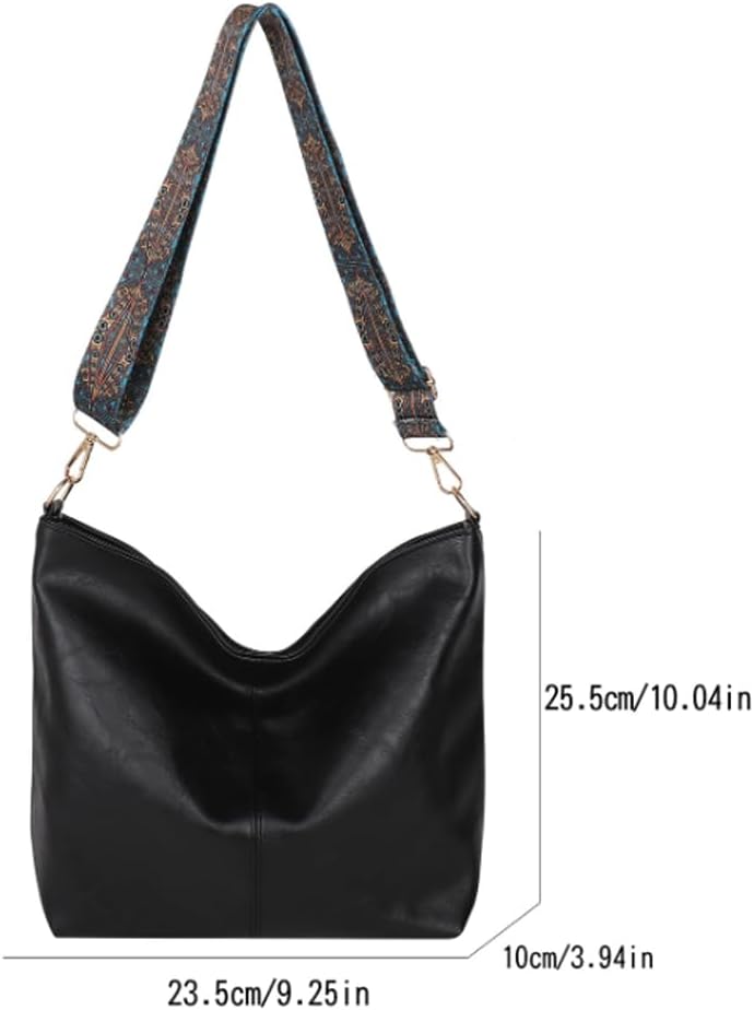 Women's Hobo Shoulder Bag with Adjustable Decorative Strap, Large Capacity Satchel Shoulder Bag - Image 3