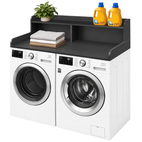 Image of Royxen Laundry Countertop with Storage Universal Fit, Washer and Dryer Countertop with Shelf, Laundry Room Storage, 2-Tier Shelf (Black)