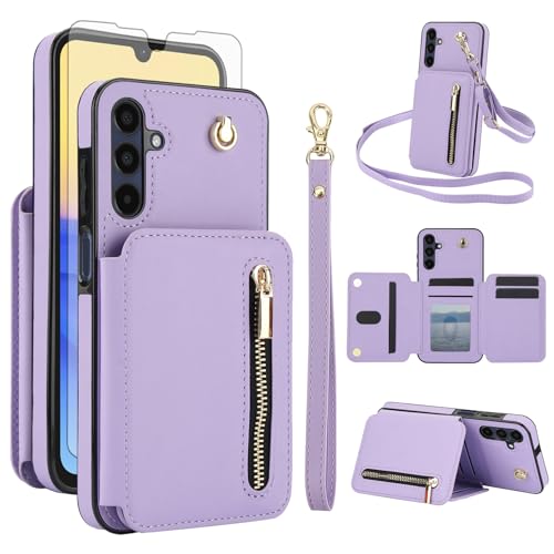 Coque Samsung Galaxy A54 5G portefeuille RFID avec bandoulière et protège-écran