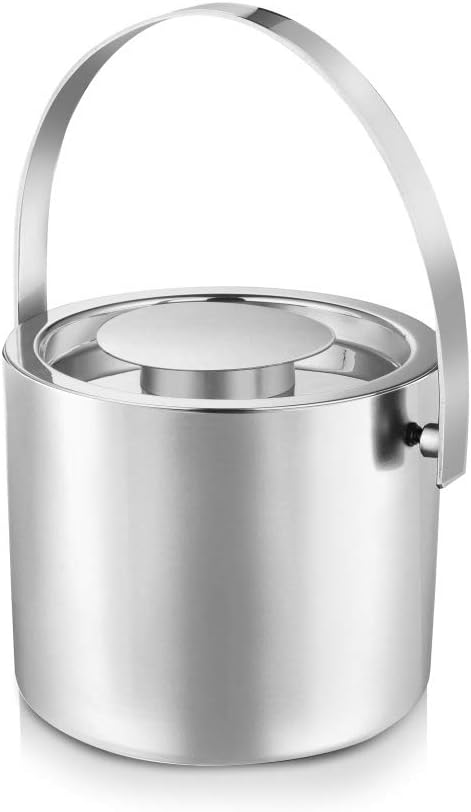 FNS Stainless Steel Mini Double Walled Ice Bucket with Lid (1 Liter)