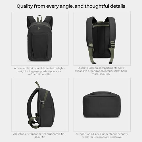 Travelon Anti-Theft The Voyages Small Backpack with XL Water Bottle Pocket, Black, 8"W x 14"H x 4.5"D, Travelon Anti-theft the Voyages Small Backpack With Xl Water Bottle Pocket by Travelon - Image 5