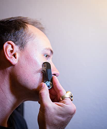 Beard Comb Or Fine Tooth Mustache Pocket Stainless Steel Metal Powder Coated Black Keychain Comb For Men - 3.25 X 1 Inches By Death Grip #TOP4