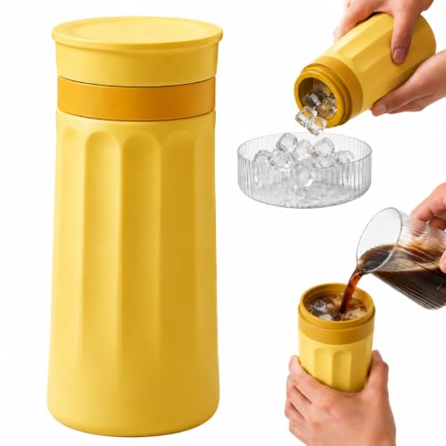 Molde para cubitos y vaso portátil 2 en 1 amarillo miniatura 1