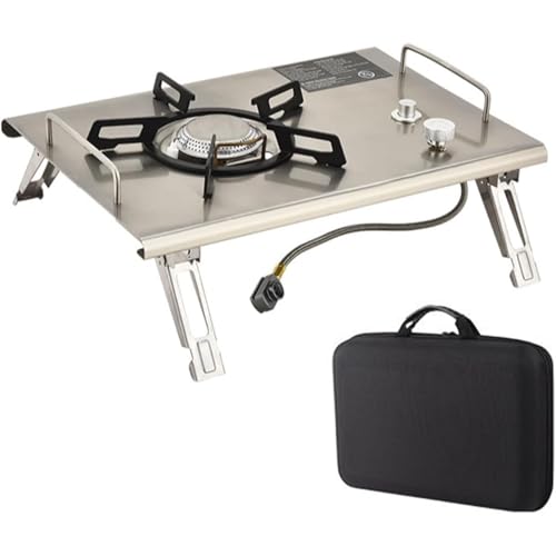 ワットハイパワーアウトドアコンパクトバーナー超軽量キャンプストーブ304ステンレス鋼フラットバーナー料理ピクニック、釣り、旅行、キャンプ、バーベキュー用 (ホワイト)