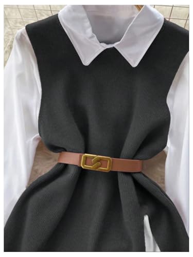 OYOANGLE Women's Slit Hem Crew Neck Knit Sweater Vest Tunic Sleeveless Pullover Tops4