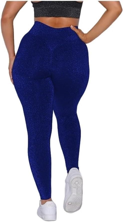Odprowadzanie wilgoci i potu Damskie błyszczące legginsy w stylu imprezowym(Blu,S)