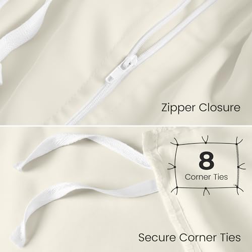 Image of Utopia Bedding Duvet Cover Queen with Fitted Sheet (60x80) - 2 Pillow Case Standard - All Season Luxury Bed in a Bag with Zippered Duvet Cover - No Comforter (Ivory)
