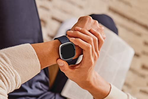 Fitbit Unisex-Adult Versa 4/Sense 2,V Leather Band,Indigo,S Activity Tracker Accessory, Small