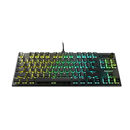 Roccat Vulcan TKL Pro Tenkeyless Linear Optical Titan Switch PC Gaming Tastatur mit Per-Key AIMO RGB Beleuchtung, eloxierte Aluminium-Oberplatte und abnehmbarem USB-C Kabel, Schwarz