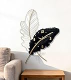 Blissio Grande orologio da parete, orologi per soggiorno, design 3D con doppia piuma, silenzioso, per divano, parete di sfondo, camera da letto, atrio, studio, cucina e regali speciali per la casa