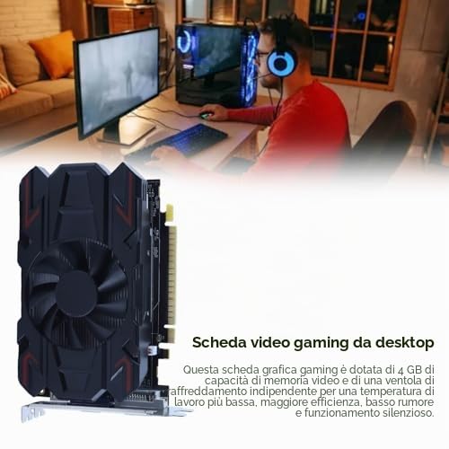 Schede Grafiche Desktop HD6770, Scheda Video per Giochi per PC DDR5 da 4 GB a 128 Bit con Scheda Grafica GPU DVI I, VGA, HD, a Basso Profilo, Scheda Grafica per Videogiochi PCI