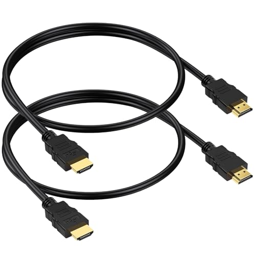 4K HDMI Cable 2 FT 2-Pack Short HDMI Patch Jumper Cord 2FT 4K@60Hz Shielded HDMI Cord-HDCP 2.2 HDR 3D eARC ARC & CL3 Rated | for Docking Station Switch Splitter TV PC Monitor PS5 PS4 Xbox