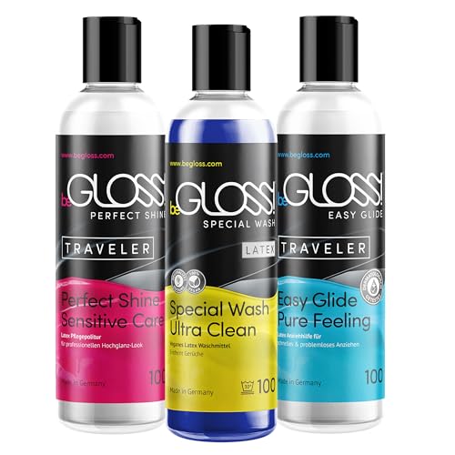 Juego completo de cuidado de látex 100 – Easy Glide 100 ml – Perfect Shine 100 ml – Special Wash 100 ml – aceite de silicona goma silicona silicona ayuda a la colocación detergente