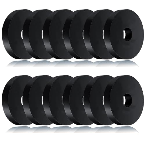 12 PCS Black Thick Rubber Washers 1 1/2 Inch OD x 3/8 Inch ID x 1/4 Inch Thickness Vibration Dampening Washer Anti-Noise Washers Anti Vibration Pads Rubber Pads