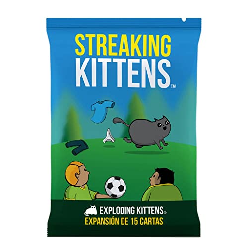Exploding Kittens | Streaking Kittens | Expansión | Juego de Cartas para los Amantes de los Gatos y Las Explosiones | A Partir de 7 Años | De 2 a 6 Jugadores | 15 Minutos por Partida | Español