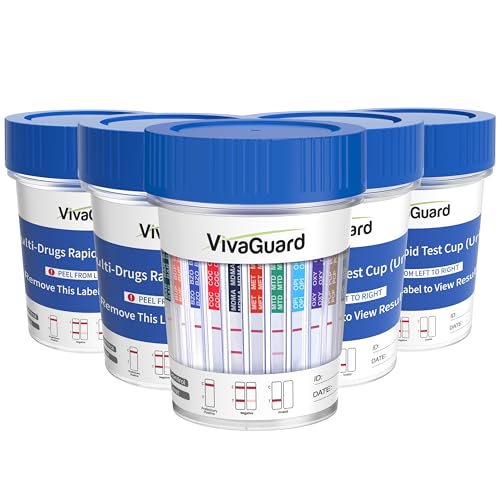 Image of VivaGuard 12 Panel Multi-Drug Test Kit,at Urine Home Drug Test Cup for All Drugs,Home Use Drug Test Kit Marijuana Urine,(AMP,BAR,BUP,BZO,COC,MDMA,MET,MOP丨OPI,MTD,OXY,PCP,THC)-[5 Pack]