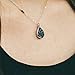Designed By Stacey Handmade Dainty Black Druzy Teardrop Pendant, Boho Gemstone Necklace, Unique Jewelry Gifts for Women, Birthday, Just Because, Christmas, Homecoming, 16 to 18