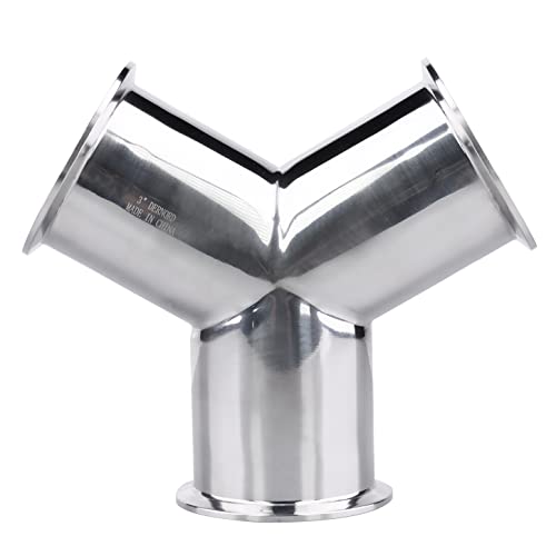 Image of DERNORD Tri Clamp Wye Clamp End True Y Type Cross Tee Tube Stainless Steel 304 Three Way Elbow 3 Inch Pipe OD