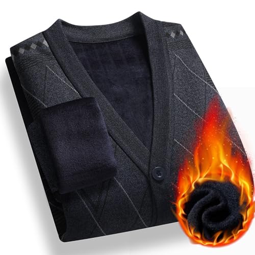 Men's Long Sleeve Sweater Fleece Warm Outwear Thickened Knitted Sweater Vneck Autumn Winter Cardigan Buttuon Down2