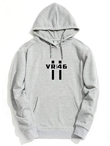 Grey Hoodie with Black Print: VR 46 /Hoodie for Men & Women/Warm Hoodie/Unisex Hoodie