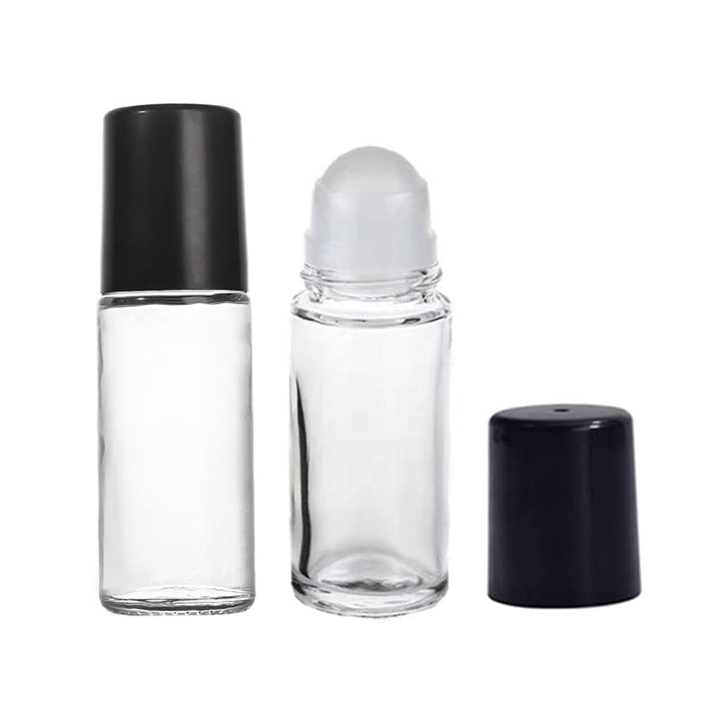 2Pcs 30 Ml 1oz Deodorant Glass Roller Bottles Refillable Empty Massage Roll On Bottles Containers With Plastic Roller Ball Black Cap For Essential Oils Diy Deodorant Clear P 177835810