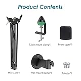 MV7 Wall Mount Boom Arm Stand with Mic Cover Foam and Table Mount Clamp, Microphone Stands and Holders Compatible with Shure MV7 by YOUSHARES - Image 6