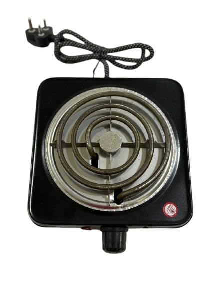 Image of Electric Hot Plate with Heat Adjustable Control, Single Burner Cooking Stove black