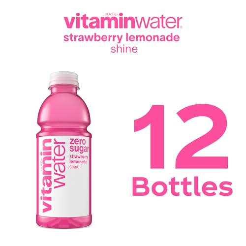 Image of vitaminwater Shine Strawberry Lemonade Zero Sugar, Flavored Water Beverage, 20 fl oz Bottles, 12 Pack
