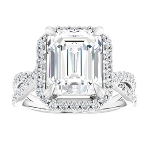 Bridal Engagement Ring 3-5 Carats Moissanite Halo Wedding Ring Infinity-Shank Promise Gifts for Her | 925 Silver, 10K/14K/18K Solid Gold Jewelry