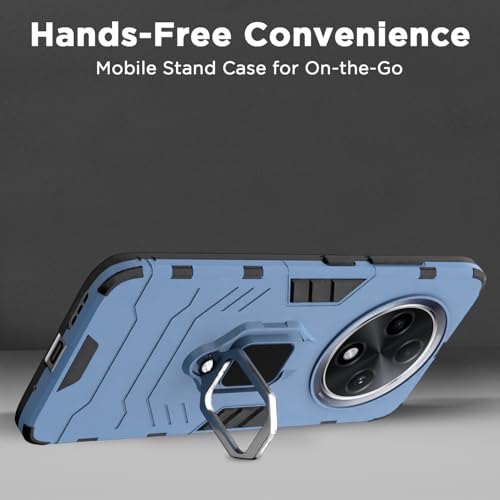 Image of Pikkme D5 Tough Armor Back Cover | 360 Protection Case | Ring Holder Stand Bumper Case for Oppo F27 Pro Plus 5G (Blue)