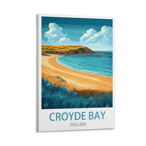 Affiches de voyage vintage sur toile Croyde Bay England de haute qualité