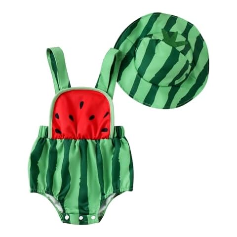 One opening Watermelon Pineapple Style Baby Bodysuit Straps Backless Newborn Boy Girl Romper Jumpsuit Infant Summer Clothes (Green, 6-9 Months) Cover