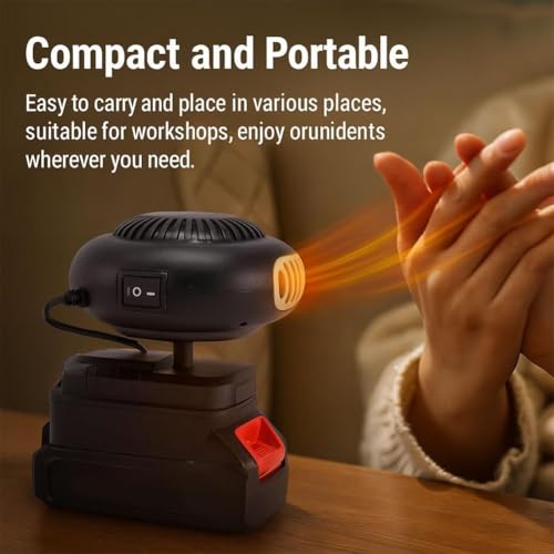 Riscaldatore A Batteria, Nuovo Riscaldatore Portatile Per Auto A Batteria 2026, Riscaldatore D'ambiente Senza Fili, Per Ufficio E Interni (15 Cellules,Batterie * 2) - 4