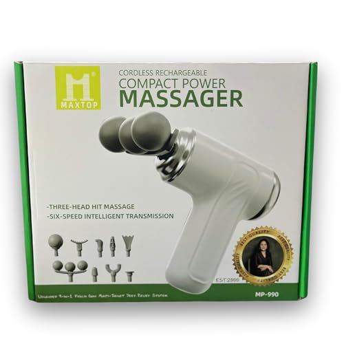Image of Maxtop Cordless Rechargeable Power Massager, Three-Head, 6-Speed, MP-990