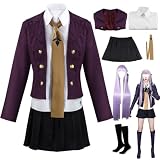 Anime Kirigiri Kyoko Cosplay Costume Uniform Outfit Halloween Suit for Women(Kirigiri22/dress/wig,XS)