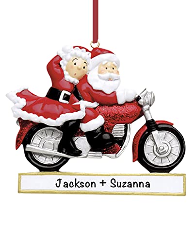 Couple Christmas Ornaments 2022 - Customized Ornaments For Couples - Santa Couple Motorcycle Ornament - Our First Christmas Together Ornament 2022, Premium Personalized Christmas Ornaments For Couples #TOP5