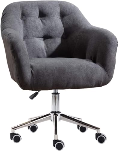 RKJDMSWJ Silla de Escritorio para el hogar Silla de Oficina ergonómica para el hogar Silla giratoria para el hogar Office Essentials Silla de Escritorio de Lino de algodón Suave Silla ergonómica de r