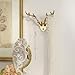 SOFFEE DESIGN Golden Antler Multi-Hook Rack, Deer Horn Coat Stand, Rustic Lodge Entryway Organizer