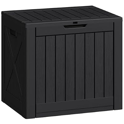 Greesum 40 Gallon Outdoor Deck Box with Lock, Resin Storage Chest for Patio Furniture Cushions, Garden Tools, Pool Toys, Waterproof & UV Resistant, Large Capacity, Dark Black