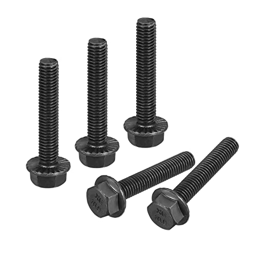 uxcell M8-1.25x45mm Hex Serrated Flange Bolts 10.9 Grade Carbon Steel Screws 5pcs