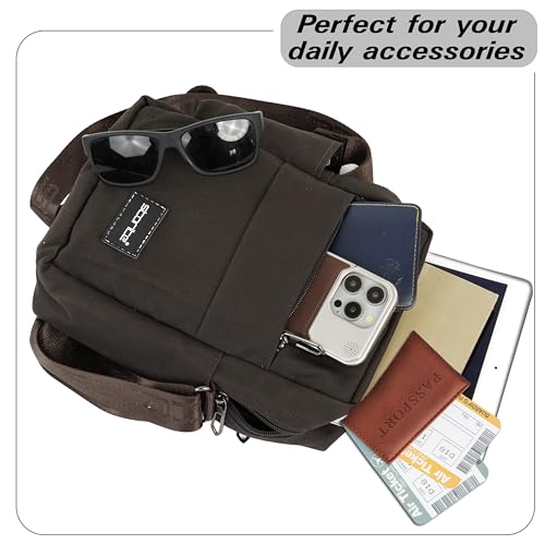 Image of Storite 10 Inch Stylish Padded Mini Sling Crossbody Bag for Men and Women, Small Passport Travel Sling Bag With Water Bottle Pocket