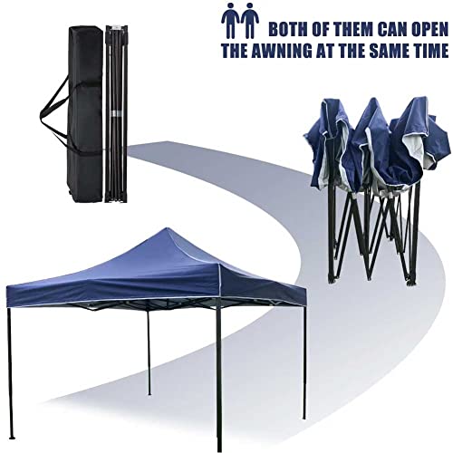 Bakaji Gazebo 3 X 3 Metri Pieghevole Tessuto Poliestere Impermeabile Struttura In Metallo Richiudibile A Fisarmonica Tendone Portatile Fiera Mercato Giardino Esterno + Sacca Per Trasporto (Blu) - 4