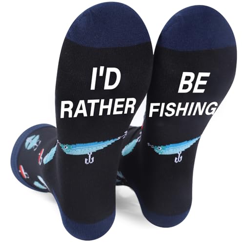 Luvart Fishing Scoks Gifts for Men - Funny Gone Fishing Socks Gifts for Dad Grandad Husband Fish Lover Fisherman Birthday Christmas Retirement Presents from Son Daughter Wife