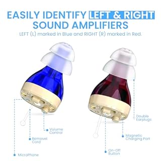 Zingle Amplificatore audio ricaricabile, amplificatore vocale personale con microfono per chiarezza del suono, design invisibile con display HD, riduzione del rumore e durata