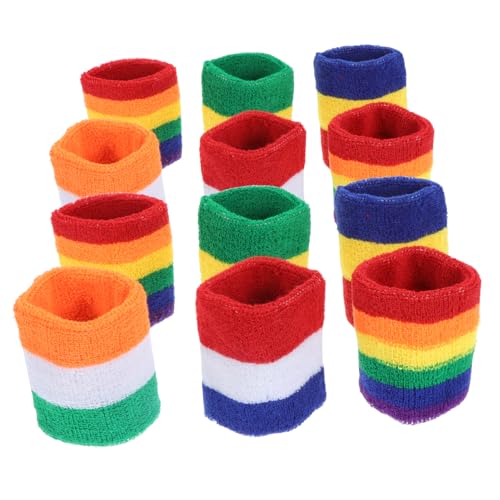 Healeved 12pcs Sweat-Absorbent Wrist Bands Spandex Basketball Wrist Protectors Durable Wrist Bands Latex Silk Outdoor Sweat Absorbing Wrist Protectors Polyester Cotton
